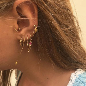 Fashion Allergy Resistant Earrings with Zircon Double Ear Piercings