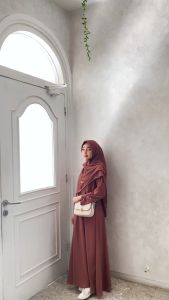 gamis syari jilbab 2 layer ukuran m l xl xxl xxxl 4xl gamis set murah busui baju muslim terlaris MYR