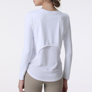 Womens Loose Yoga Top for Running Training Breathable Fitness Wear Long Sleeve Slimming Sport Shirt for Spring