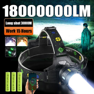 18000000LM Most Powerful Headlamp White/Yellow Lights Rechargeable LED Headlights Lighting 3km Camping Fishing Head Flashlight