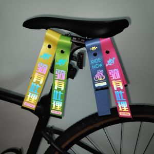 Colorful Reflective Riding Ribbon Bicycle Tail Decorative Pendant Mountain Highway Foldable Rear Seat Cushion Warning Accessories