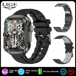LIGE | Đồng Hồ Thông Minh LIGE 2026 Ultra HD 2.1 Inch NFC Dành Cho Nam Chống Nước GPS Gọi Thoại La Bàn Pin 460mAh Theo Dõi Sức Khỏe Tương Thích Android Và iOS