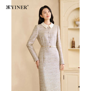 Light Occasion Fashion Tapestry Wool-blend Cinched Waist Dress