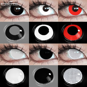 EYESHARE Cosplay Kính Áp Tròng 1 Cặp Hàng Năm Dùng Một Lần Hema Mắt Đỏ Tròng Kính Cho Halloween Đẹp Học Sinh Trắng Vòng Tròn Màu Sắc