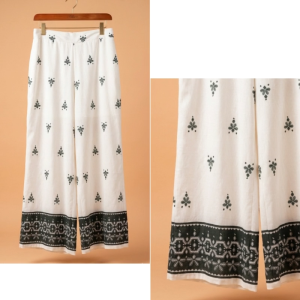Allure Plus Clothing WESLYN Pants Black and White Panel Printed Long Straight Pants