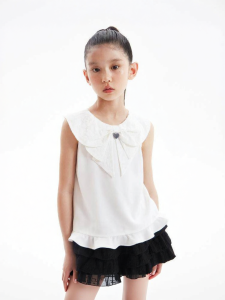 LOVESASAKIDS | Bow Collared Embroidery Earflap Girls Vest