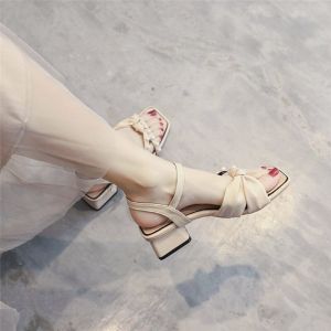 Elegant New Womens Sandals 2022 Winter Collection Comfortable mid Heel Fashionable Strap Design Beautiful Fairy Style Outerwear