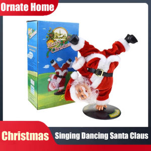 Singing Dancing Santa Claus Christmas Musical Santa Claus Inverted Rotating Santa Animated Christmas Plush Ornament Decorations