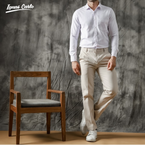 Celana Bahan Panjang Pria Model Slimfit THEO Celana Kerja Pria Formal Cream Size 28-38 – IGNAS CARLO