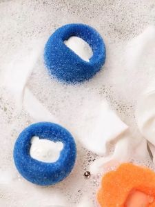 BOSSLU Spons Bentuk Bola Busa Spons Pembersih Pakaian Spons Filter Mesin Cuci Penghilang Bulu Rambut