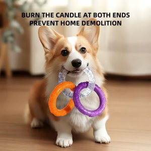 TPR Pull Ring Chew Pet Toy Dog Bite Resistant Molar Teeth Cleaning Easy To Clean Interactive Play Toy For Dental Care