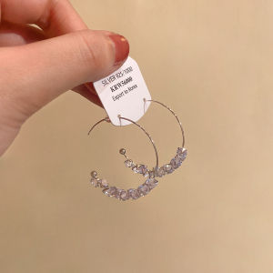 Flash Diamond Zircon C-Shaped Large Earrings Luxury Sensation Ear Studs And Hanging Earrings Elegant Versatile Ear Jewelry