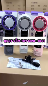 Quạt Cầm Tay Mini Tích Điện Điều Hòa K801 (Sò Lạnh) - 100 Cấp Độ Gió Pin 4000mAh Làm Mát Mạnh Mẽ Tích Hợp Đèn Pin Pin Trâu Lên Đến 8H Nhỏ Gọn Dễ Mang Theo Tiện Lợi