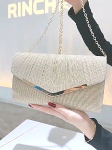 Gold Silver Evening Bag Women Elegant Fashion Banquet Clutch Chain Shoulder Bags Luxury Purse Female Wedding Party Bags ﻿