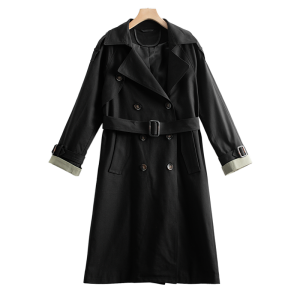 เสื้อแจ็คเก็ตผ้าฝ้ายคอปกสูทสไตล์ฤดูใบไม้ร่วง คอลเลกชั่นฤดูใบไม้ร่วง 2024 คุณภาพระดับพรีเมียม ทรงหลวม แขนยาว ปกปิดเข่า