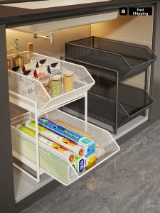 evesigar | Pull-Out Kitchen Storage Drawer Multilevel Organizer