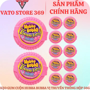 Kẹo gum cuộn HUBBA BUBBA vị truyền thống original hộp 56g