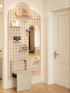 BEIQIVI | Entrance Full-length Mirror with Foldable Shoe Changing Stool