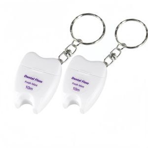 2pcs 10M Dental Floss Roll Mint Flavor Portable Keychain Case Floss Container Oral Hygiene Teeth Cleaning Tool for Adults