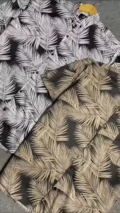 Kemeja Pria Motif Printing Lengan Pendek Kasual hem surfing