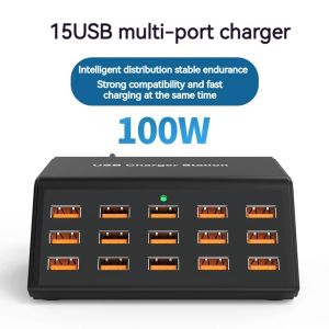 100W Universal Multifunctional USB Charger Station 15 Port 2.4A MAX Fast Charging Wall Charger For Mobile Phone Tablet