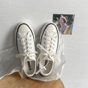 Giày Vải Trắng Cho Nữ Phong Cách Hàn Quốc Mùa Thu 2025 Giày Đế Thấp Đế Cao Su Mũi Tròn Thời Trang Giản Dị