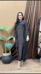 Gamis hitaman murah daster lengan panjang kain rayon super grid a kekinian longdres hitam baju tidur santai
