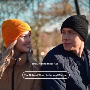Warm Windproof Merino Wool Knit Hat