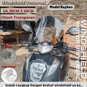 Winsil Universal Hitam Transparan Untuk Semua Motor Bebek Matic Sport Honda Yamaha Suzuki Windshield Tameng Angin Winsil Windsild Windsil Winshild Wingsil Visor Tameng Angin Vario 110 125 150 Beat Scoopy Genio Grand Supra X 125 Prima Verza Vixion Nex Spin