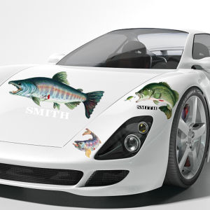 3D Car Body Stickers Realistic Fish Design Decoration Waterproof Wear-resistant Modification Accessories Smith Road Fishing Decals