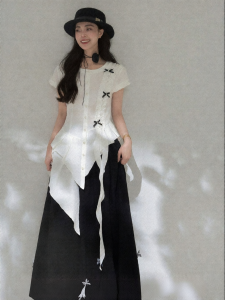 KEIKO | Asymmetric Ruffled Waist Cinching Statement Shirt