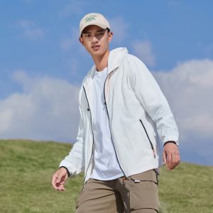 MiiOW | เสื้อกันฝนกันแดดแบบสวมหัวสำหรับกลางแจ้งสำหรับผู้ชายและผู้หญิงในฤดูร้อน เสื้อกันหนาวแบบบาง น้ำหนักเบา ระบายอากาศได้ดี เสื้อกันหนาวแบบมีฮู้ด