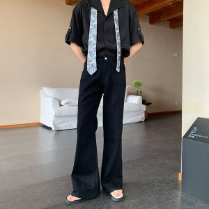 Quần Jeans Denim Nam Hualun Cotton 100% Màu Trắng Rộng Rãi Ống Thẳng Quần Ống Loe Thời Trang Mùa Hè Quần Jeans Denim