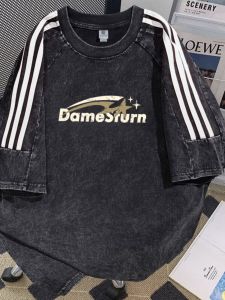 Áo Thun Nửa Tay Dáng Rộng Cho Nam Phong Cách Mùa Hè Cổ Tròn Chống Đóng Cọc 100% Với In Họa Tiết Hình Học