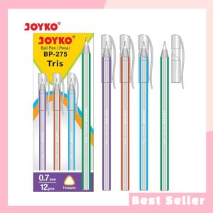 Pulpen Bolpen Joyko Tris BP-275 0.7mm Tinta Hitam Ball Point 1 Pack Isi 12 Pcs