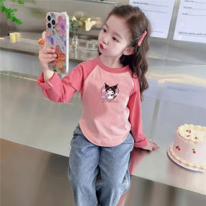 Áo Thun Dài Tay Cotton Nguyên Chất Cho Bé Gái Mùa Thu Mới Thời Trang Trẻ Em Bé Búp Bê Không Đều Quần Áo Bé Gái Mùa Thu