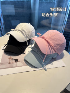 Korean Style Butterfly Knot Baseball Cap Womens Summer Versatile Quick Dry Cloth Duckbill Hat Soft Top Sun Hat