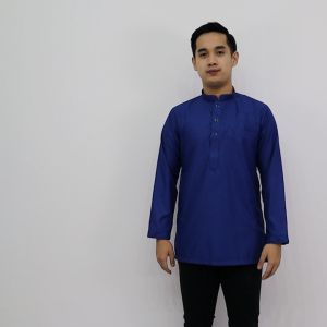 HARGA BORONG ‼️ New Royal Blue Kurta Dewasa Cotton Slim Fit Warna Royal Blue / Cotton Kain Sejuk / D006K BAJU RAYA KD
