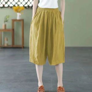 HUAXUNRAN | Cotton Linen Casual High Waist Loose Wide Pants