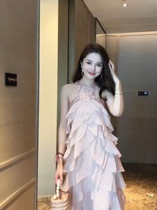 ZY.HT EraVogue Váy nữ váy hồng váy sequin váy viền cổ váy cao cấp váy cưới váy gợi cảm váy Pháp 20449