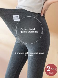 dr.domo | Pregnant Women Fleece Lined Slimming High Waist Maternity Trousers Autumn Winter Plus Size Outerwear Comfortable Stomach Support