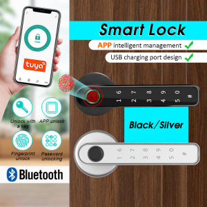 [SG Local Stock] Tuya App Digital Door Lock Bluetooth Fingerprint Biometric Security Door Lock Door Knob Multi-functional Digital Fingerprint Lock Electronic Digital Lock Mobile App Control