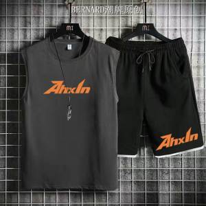 ฤดูร้อนInsบาสเกตบอลกีฬาเสื้อกั๊กผู้ชายแขนกุดส่วนบุคคลเสื้อยืดอินเทรนด์All-Matchชุดกางเกงขาสั้นสําหรับชาย