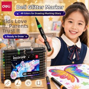 deli | Glitter Washable Safe For Children Stacking Marking Pens