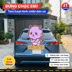 Tem Decal Bé Quỷ Tím Dỗi Hờn Đừng Chọc Em Chibi Sticker Hoạt Hình Cute Dán Ô Tô Xe Máy Chống Nước
