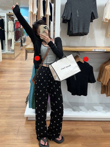 Quần Ống Rộng Bằng Lụa Băng Cỡ Nhỏ 150 Quần Dài Thường Ngày Cho Nữ Quần Ống Đứng in Họa Tiết Quần Dài Cạp Cao