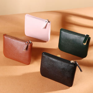 Zipper Coin Purse Womens Mini Wallet Short Soft Leather Handbag Small Ultra-Thin Card Holder Minimalist Key Coin Bag