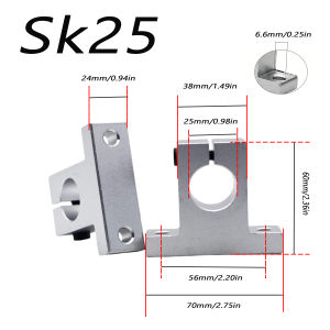 1-2pcs SK Vertical Support Aluminum Alloy Linear Optical Axis Holder Polished Rod Frame for 8/10/13/16/20/25/30/35/40mm Bearin