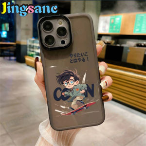 Jingsanc với ống kính phim vỏ điện thoại cho TECNO Spark Go 2023 trượt ván Conan vỏ điện thoại trong suốt TPU Silicon mềm chống sốc vỏ màu đen K001-2