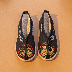 Giày Hanfu Thêu Thủ Công Cho Bé Trai Giày Biểu Diễn Trung Hoa Truyền Thống Giày Trẻ Em Phong Cách Cổ Điển Giày Học Sinh Giày Vải Cotton